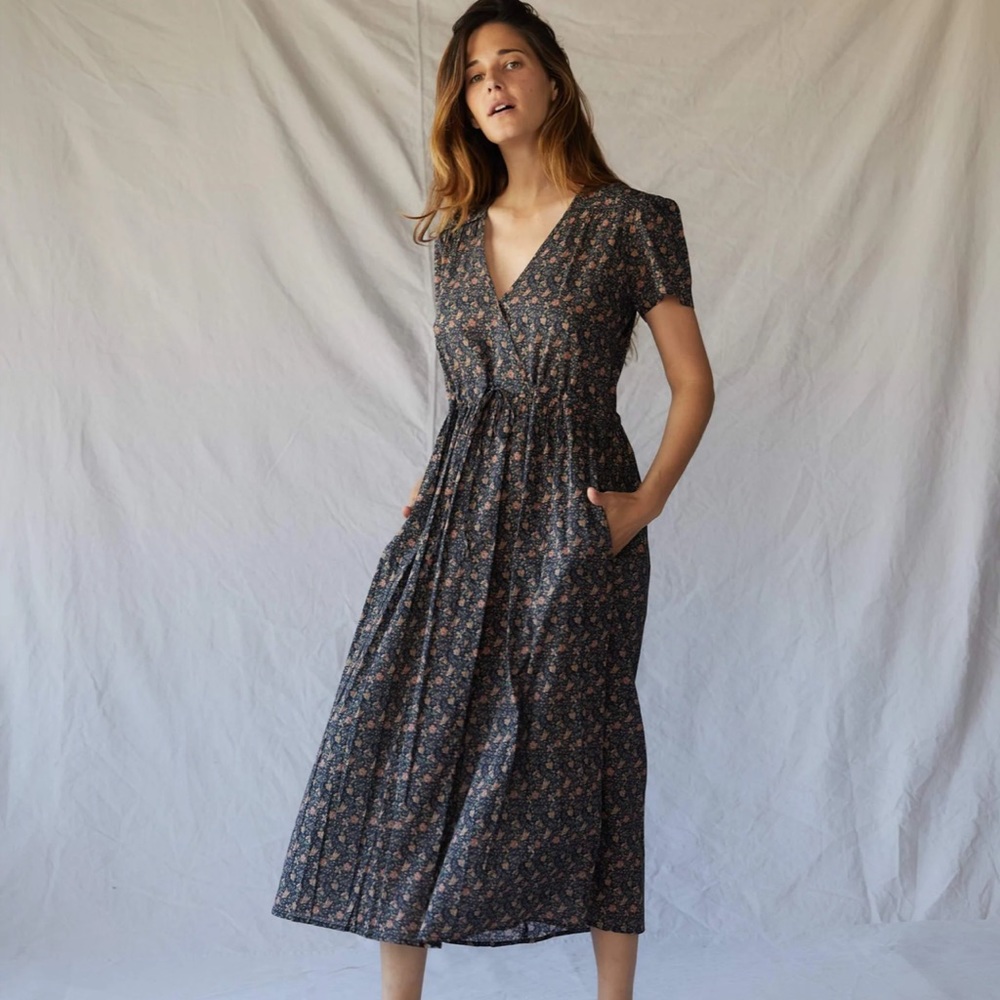 Christy Dawn “The Dawn Dress” in Black Cosmos Floral.